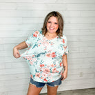 "Meant To Be" Floral Ruffle Short Sleeve V Neck-Lola Monroe Boutique