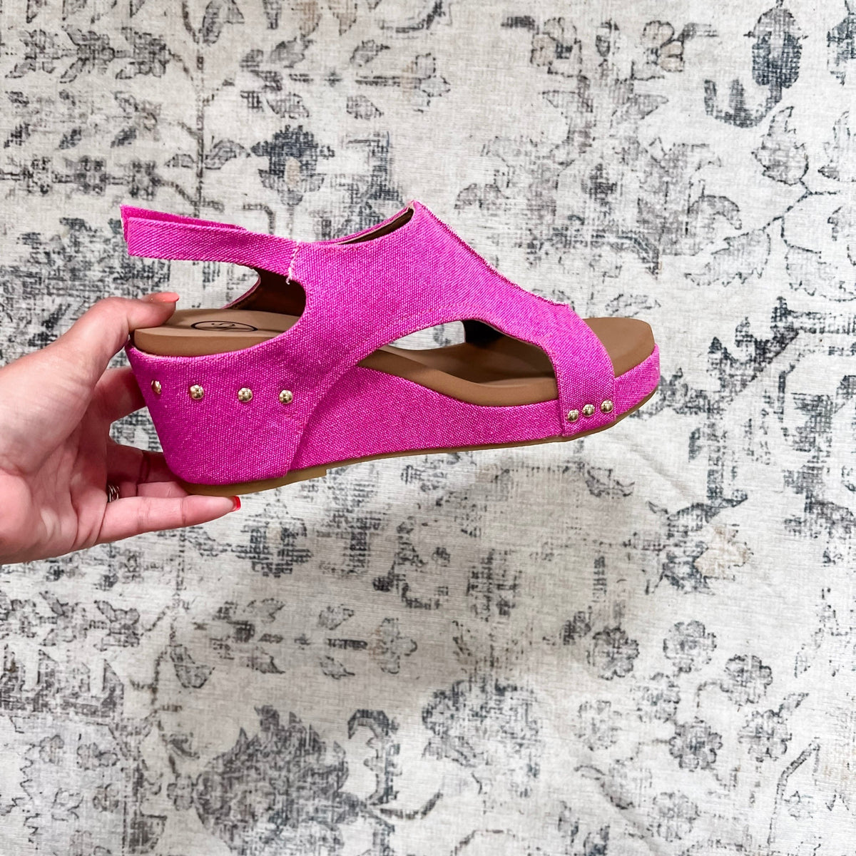 "Melissa" Canvas Wedge Sandal (Fuchsia)-Lola Monroe Boutique