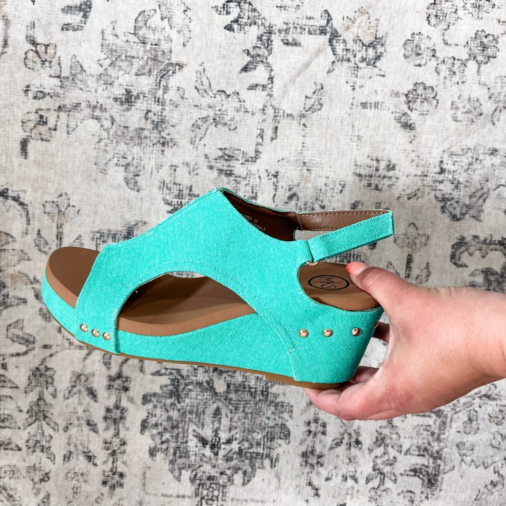 "Melissa" Canvas Wedge Sandal (Teal)-Lola Monroe Boutique