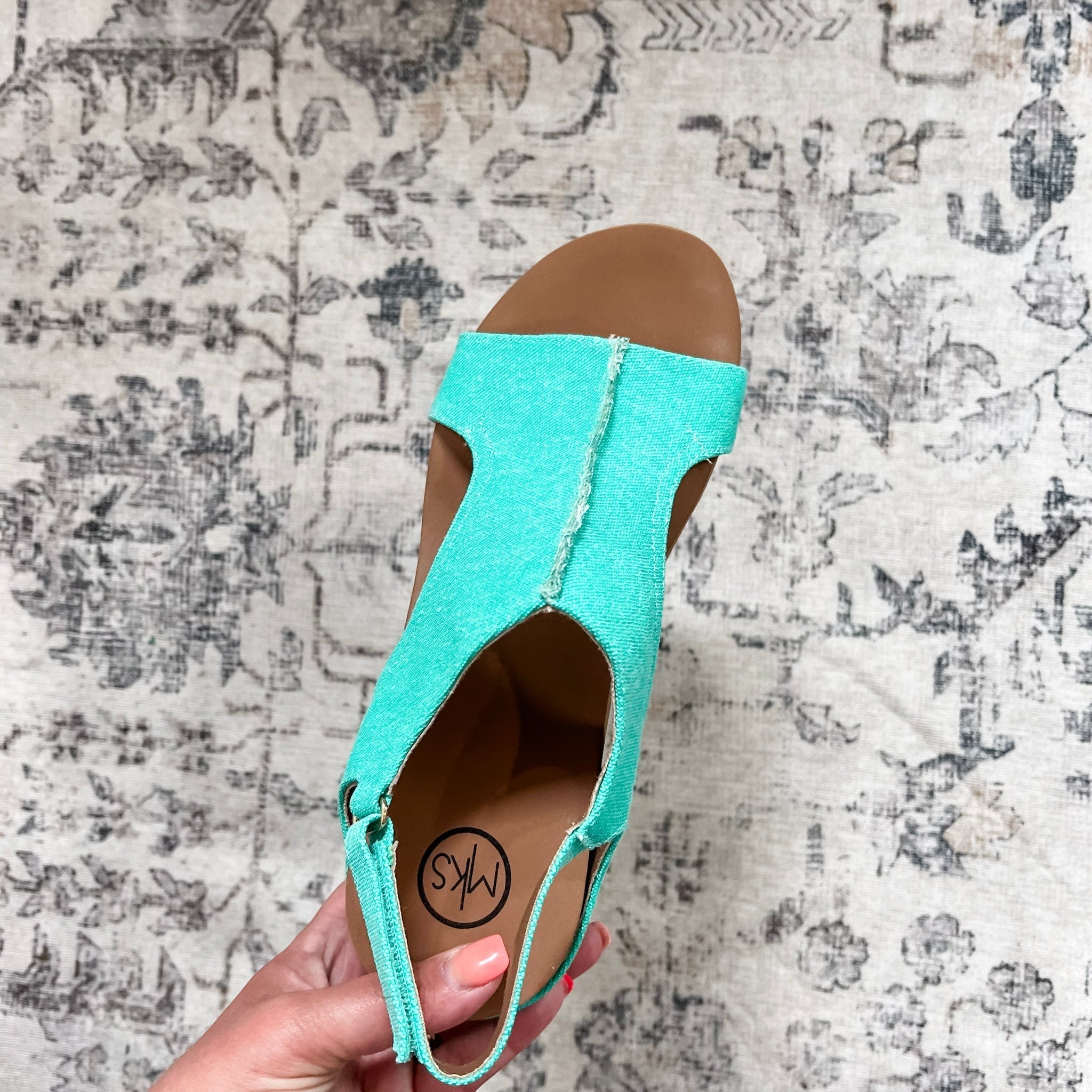 "Melissa" Canvas Wedge Sandal (Teal)-Lola Monroe Boutique