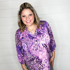 "Memo" Animal Print Lizzy 3/4 Sleeve Split Neck-Lola Monroe Boutique