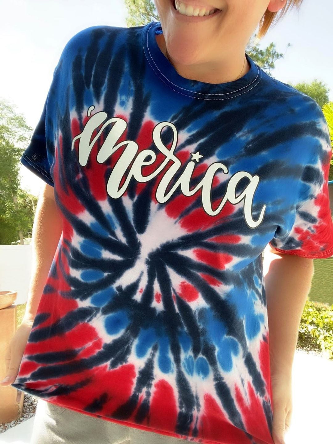 Merica Tie Dye Tee (Black Outline)-Lola Monroe Boutique