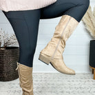 "Merlot" Tall Side Zip Boot (Cream)-Lola Monroe Boutique