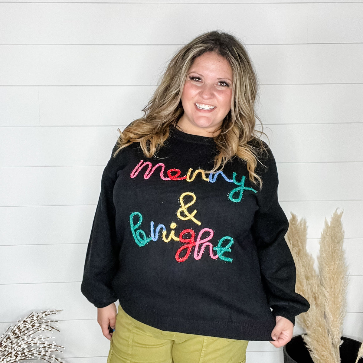 "Merry & Bright" Long Sleeve Sweater