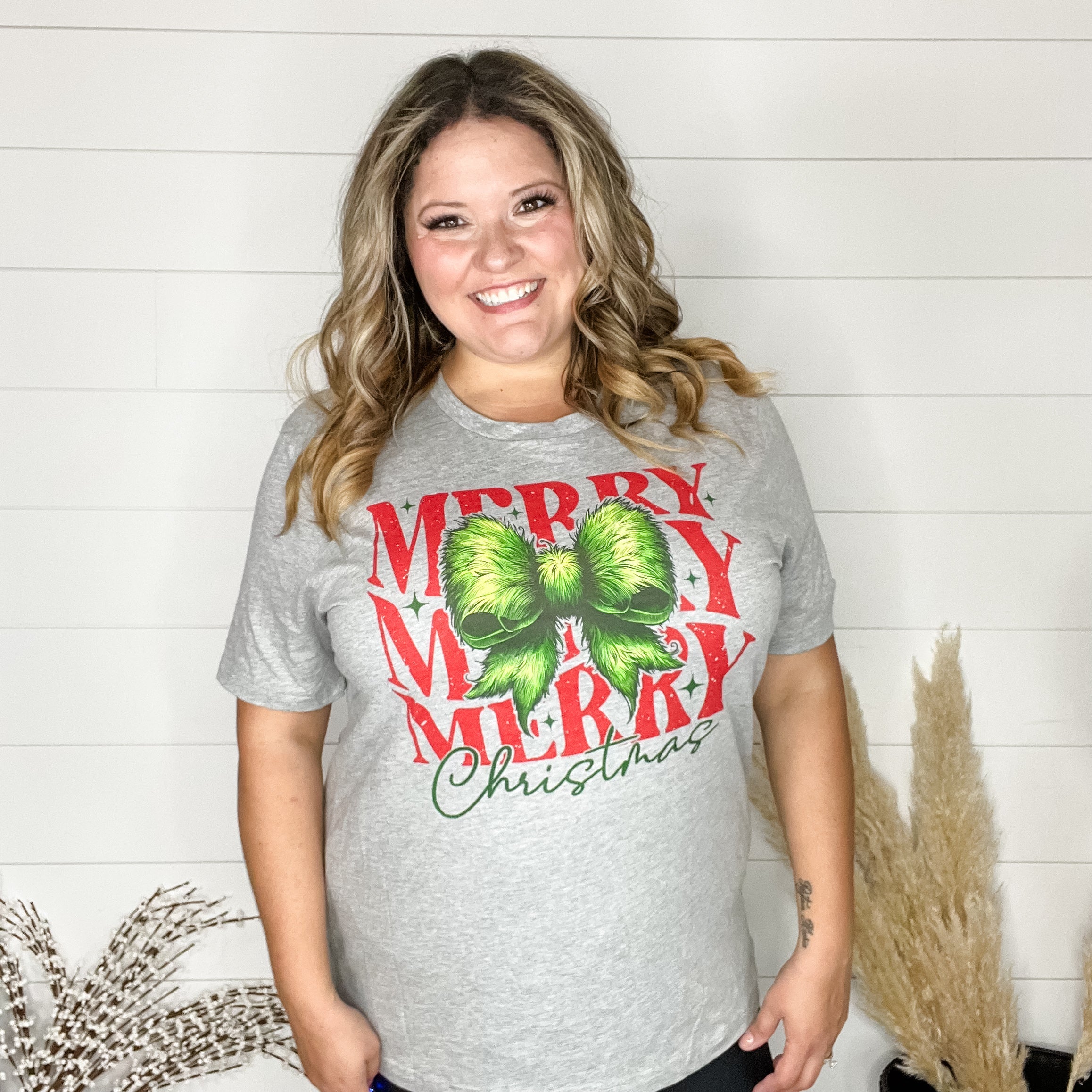 "Merry Merry Merry" Graphic Tee-Lola Monroe Boutique