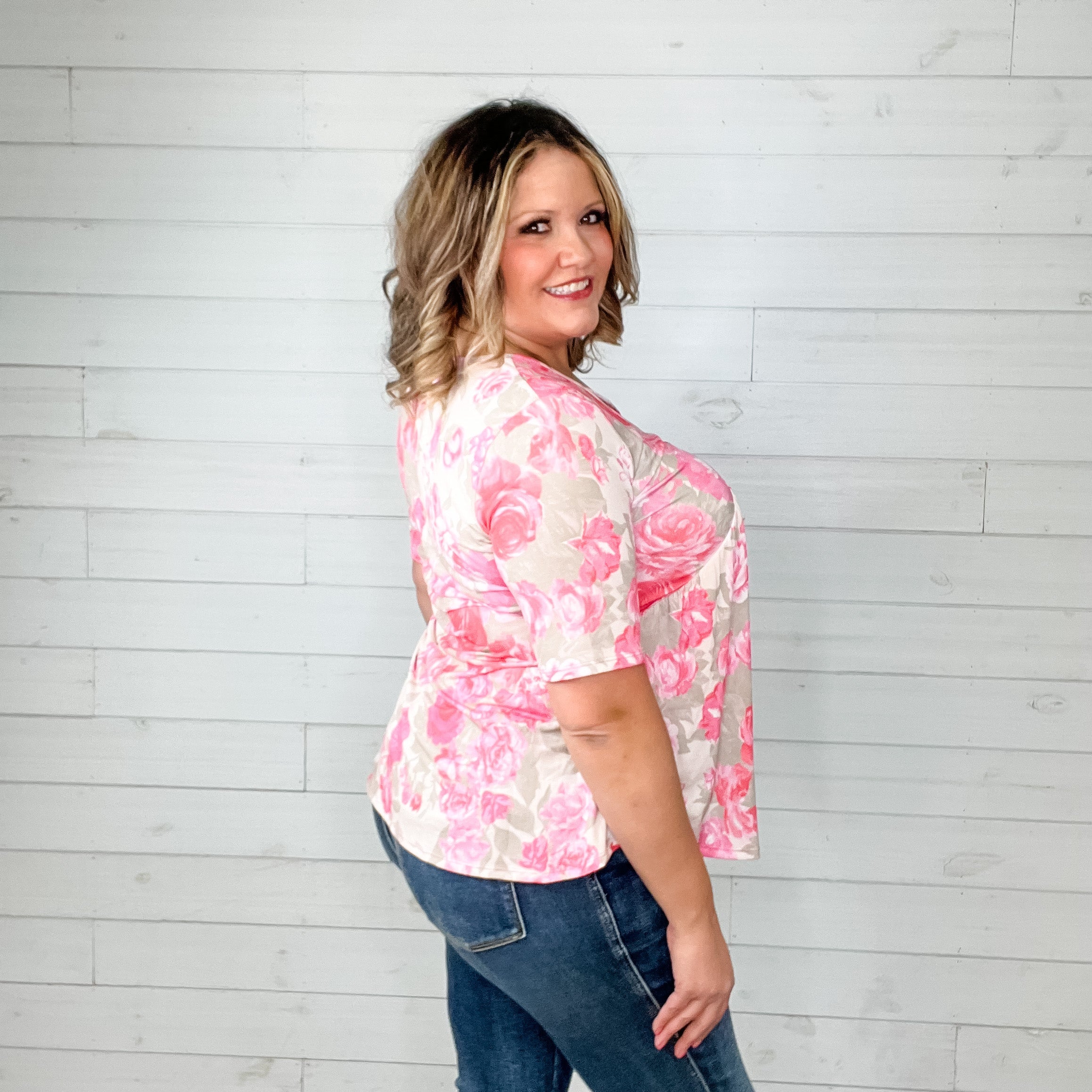 "Mindful" Floral V Neck with Criss Cross Baby Doll-Lola Monroe Boutique