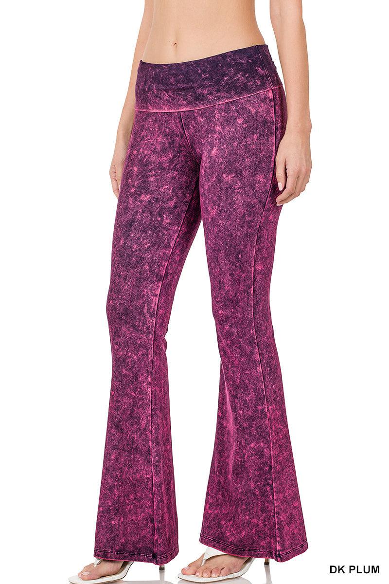Mineral Wash High Waist Yoga Flares-Lola Monroe Boutique