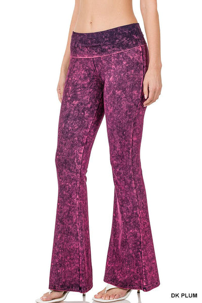 Mineral Wash High Waist Yoga Flares-Lola Monroe Boutique