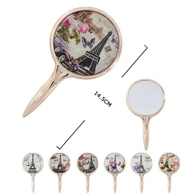 Mini Handheld Mirror with Eiffel Tower (SIlver or Rose Gold)-Lola Monroe Boutique
