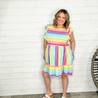 "Mini Me" Striped Ruffle Cap Sleeve Dress with Pockets-Lola Monroe Boutique