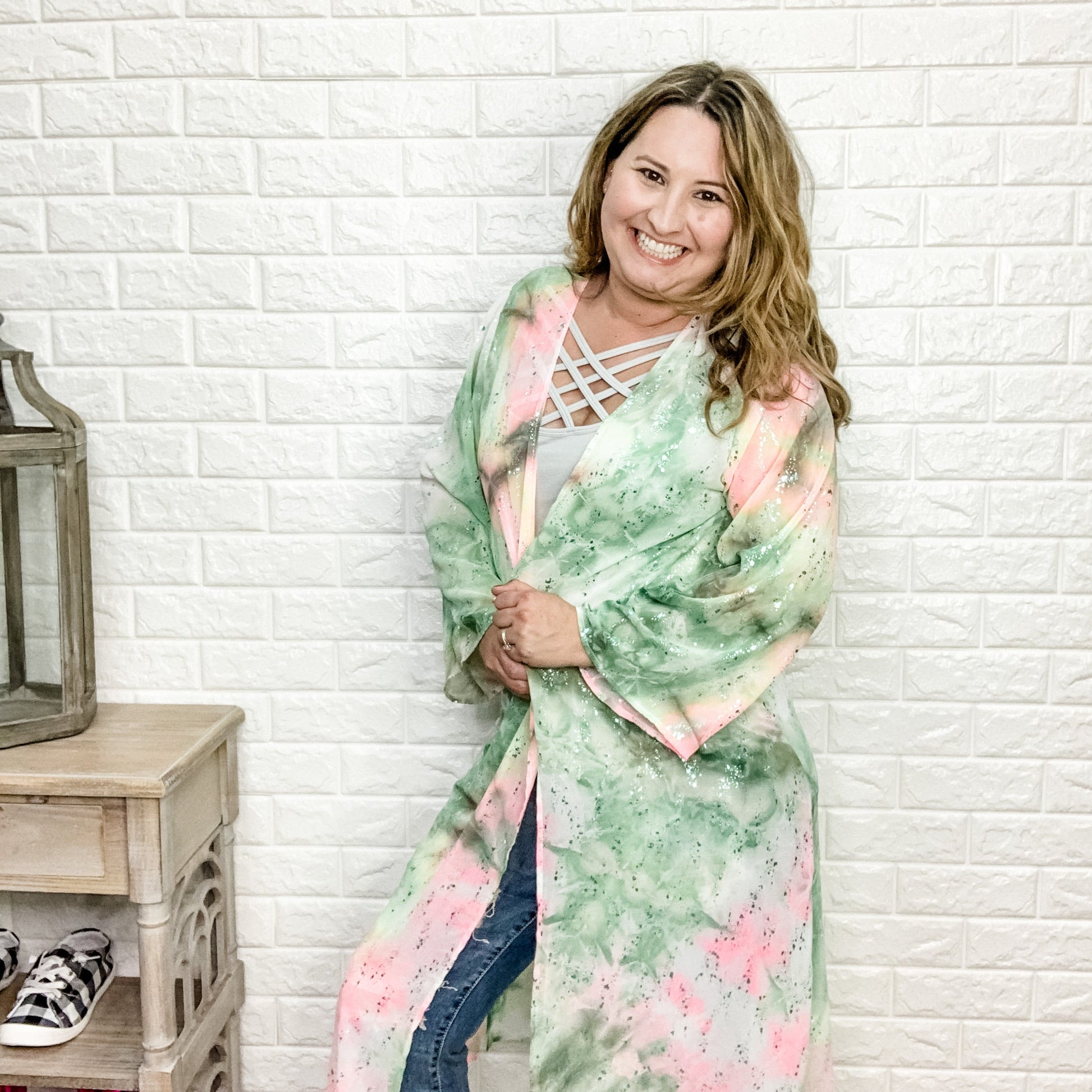 "Mint Julep" Wide Sleeve Kimono