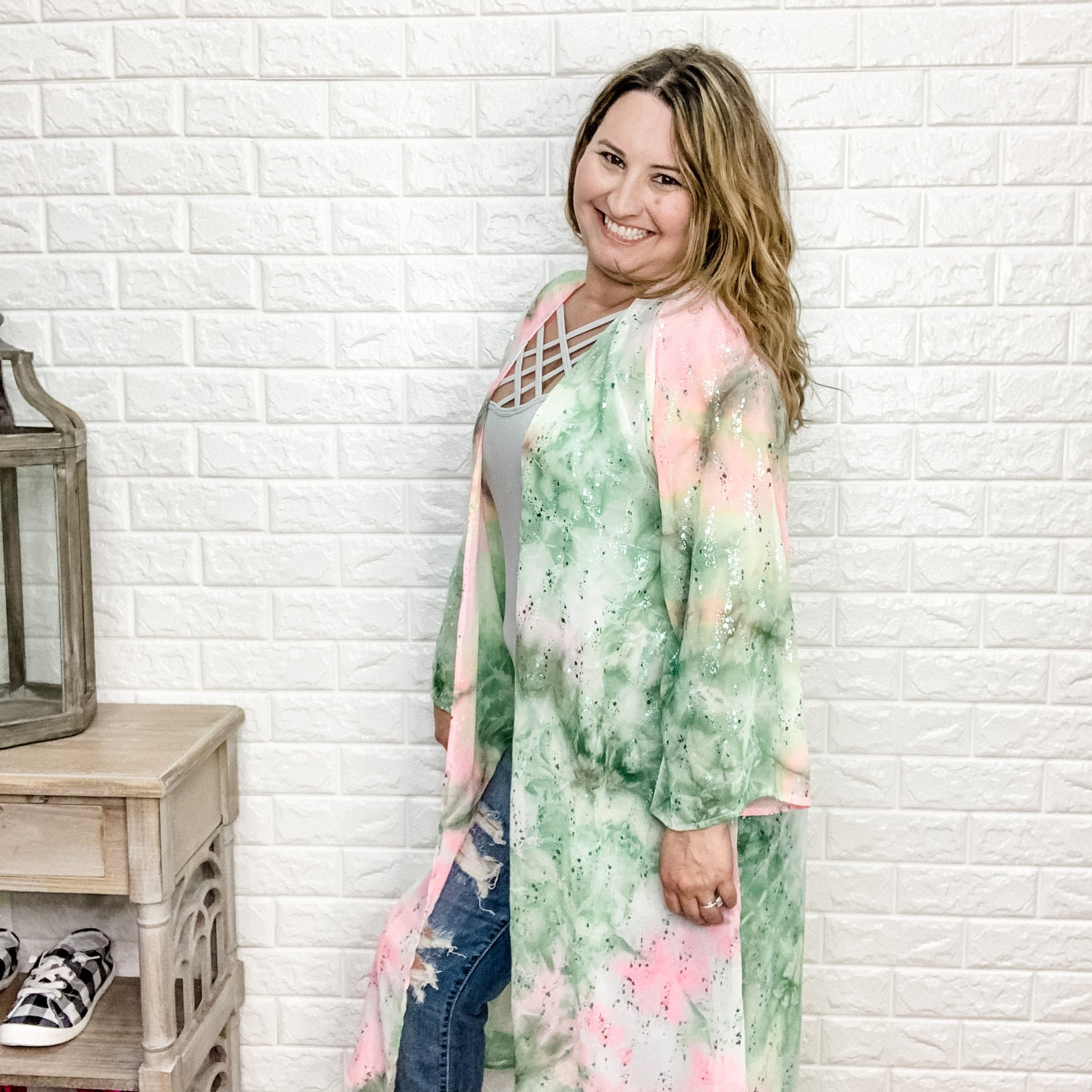 "Mint Julep" Wide Sleeve Kimono