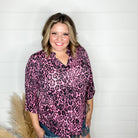 "Miss Kitty" Animal Print 3/4 Sleeve Split Neck-Lola Monroe Boutique