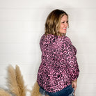 "Miss Kitty" Animal Print 3/4 Sleeve Split Neck-Lola Monroe Boutique