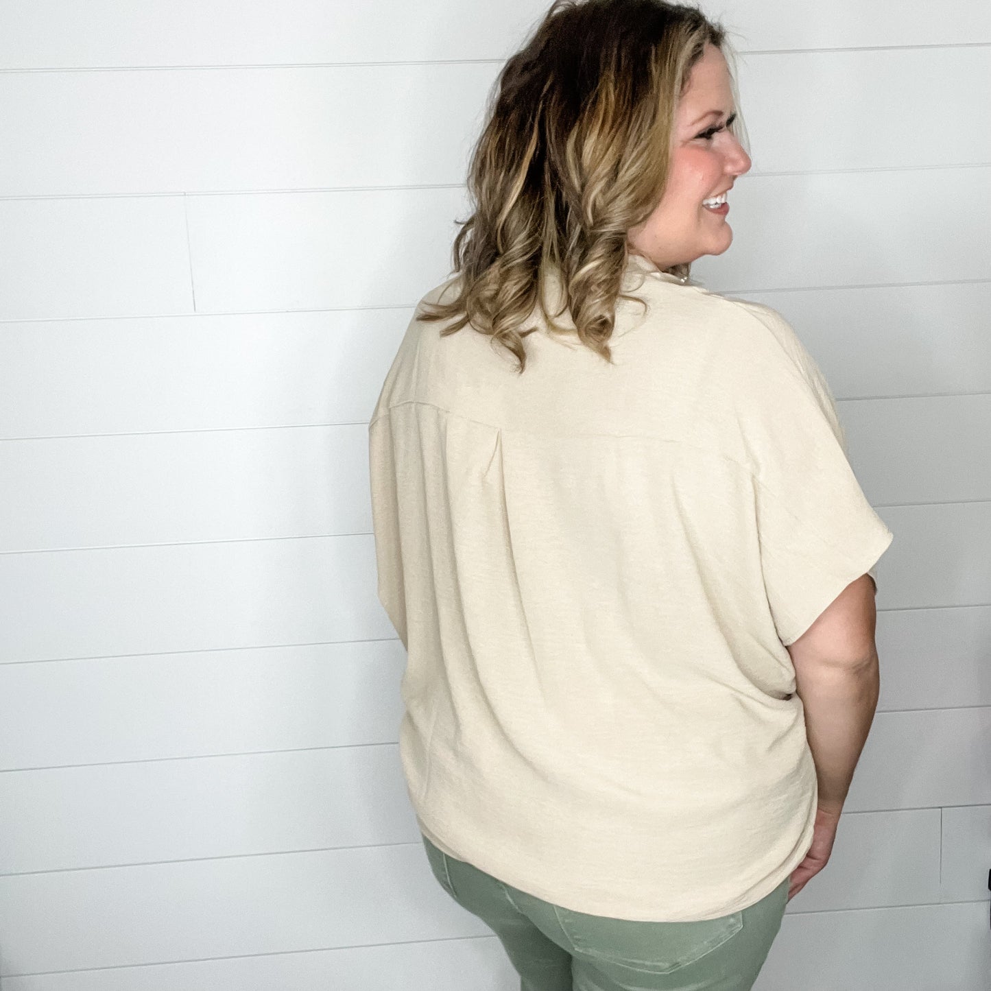 "Mitchell" Split Neck Dolman (Taupe)