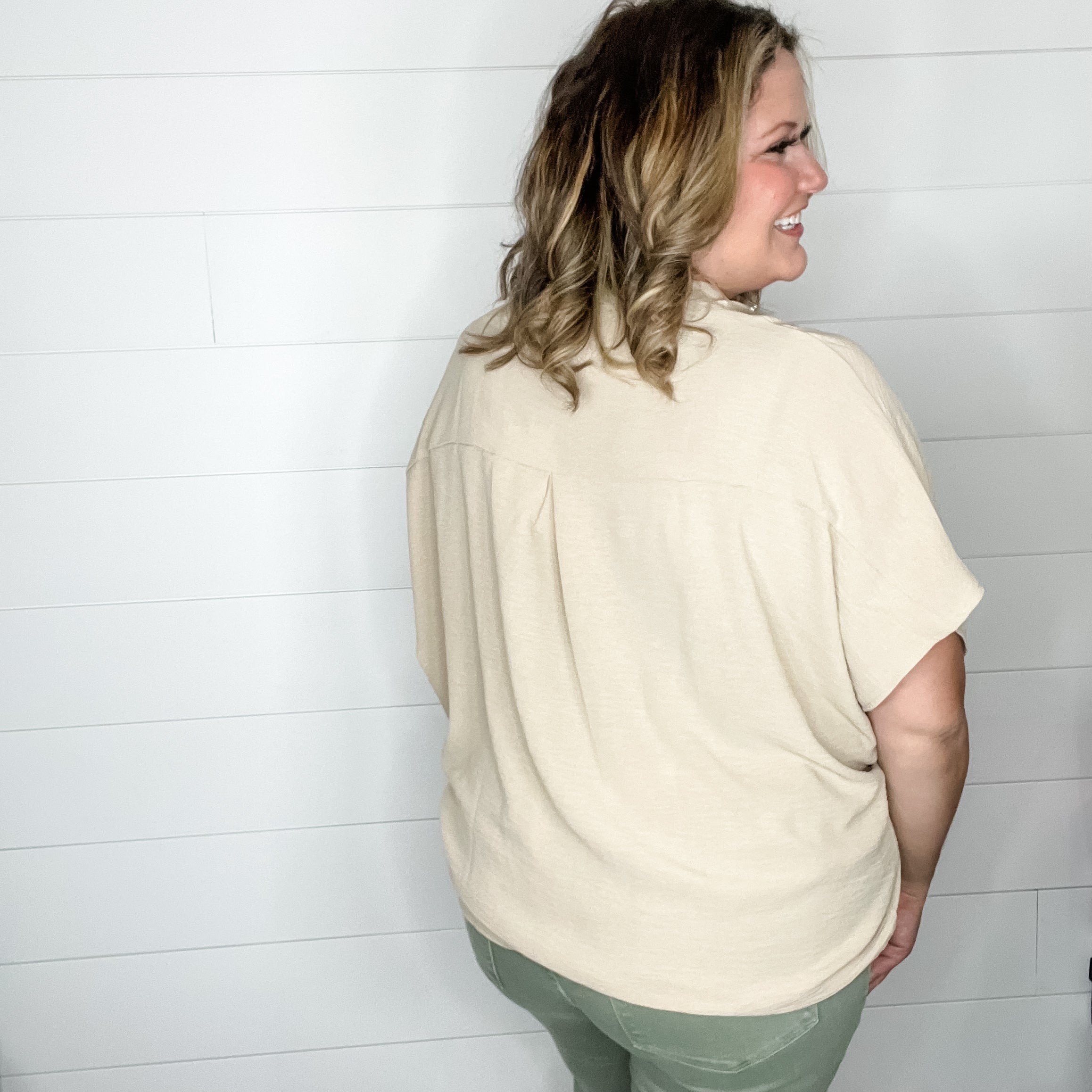 "Mitchell" Split Neck Dolman (Taupe)-Lola Monroe Boutique