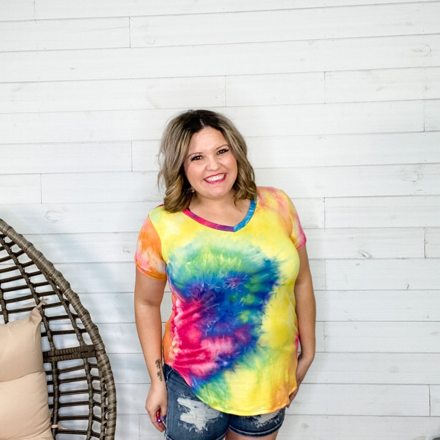 "Moonstone" Short Sleeve Tie Dye V Neck