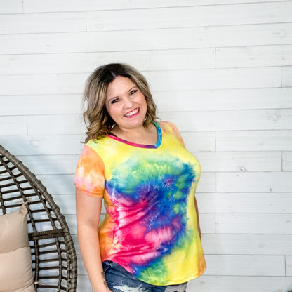 "Moonstone" Short Sleeve Tie Dye V Neck