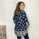 "Navy Nights" Paisley 3/4 Sleeve Tunic-Lola Monroe Boutique