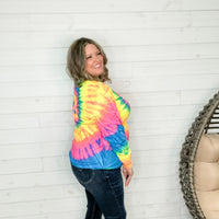Neon Rainbow Spiral Tie Dye Long Sleeve Tee-Lola Monroe Boutique
