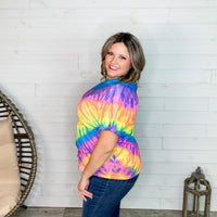Neon Rainbow Spiral Tie Dye Short Sleeve Tee-Lola Monroe Boutique