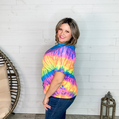 Neon Rainbow Spiral Tie Dye Short Sleeve Tee