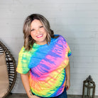 Neon Rainbow Spiral Tie Dye Short Sleeve Tee-Lola Monroe Boutique