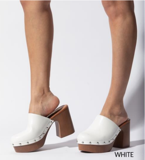 "Nirvana" Clog Mule (White)-Lola Monroe Boutique