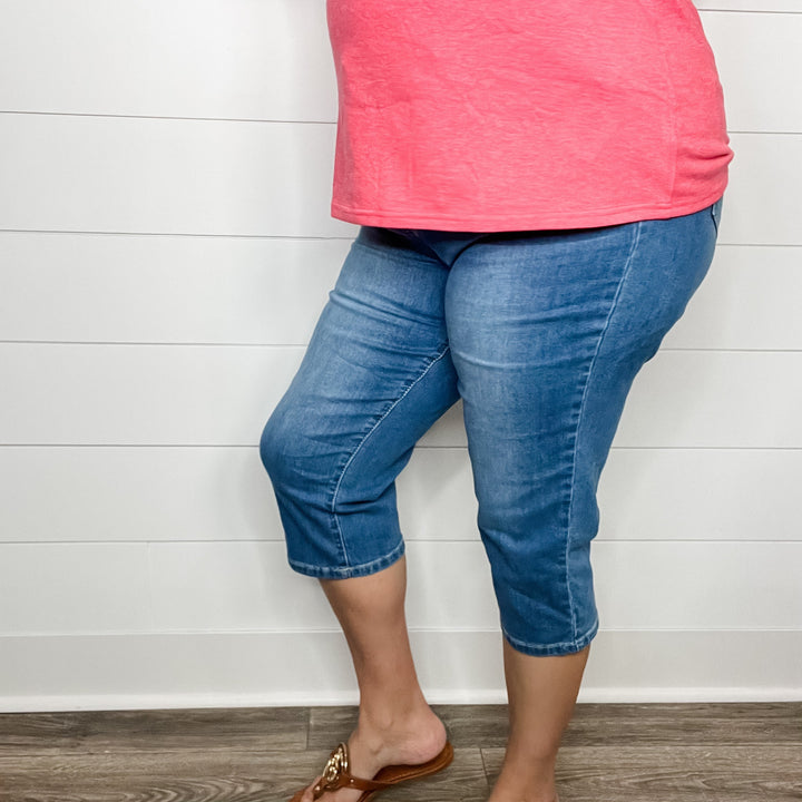 "No Regrets" Tummy Control Relaxed Fit Capris by YMI/Royalty For Me