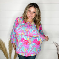 "Noodles" V Neck with Front Tie 3/4 Bell Sleeve-Lola Monroe Boutique
