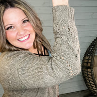 "Not My Granny" Loose Knit Cardigan (Olive)-Lola Monroe Boutique