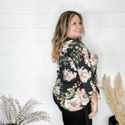 "Novel" Floral 3/4 Sleeve Split Neck-Lola Monroe Boutique