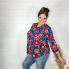 "Off Guard" Floral Lizzy 3/4 Sleeve Split Neck-Lola Monroe Boutique