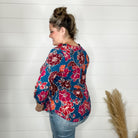 "Off Guard" Floral Lizzy 3/4 Sleeve Split Neck-Lola Monroe Boutique