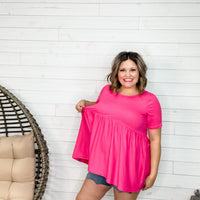 "Oh Dollie" Short Sleeve Top with Waist Shirring (Multiple Colors)-Lola Monroe Boutique