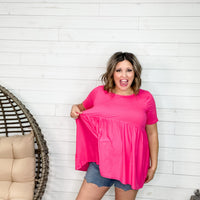 "Oh Dollie" Short Sleeve Top with Waist Shirring (Multiple Colors)-Lola Monroe Boutique
