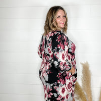 "Oh It's Different" Floral Lizzy 3/4 Sleeve Split Neck Tunic with Pockets-Lola Monroe Boutique