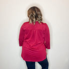 "Oh We Did" 3/4 Sleeve Split Neck (Ruby)-Lola Monroe Boutique