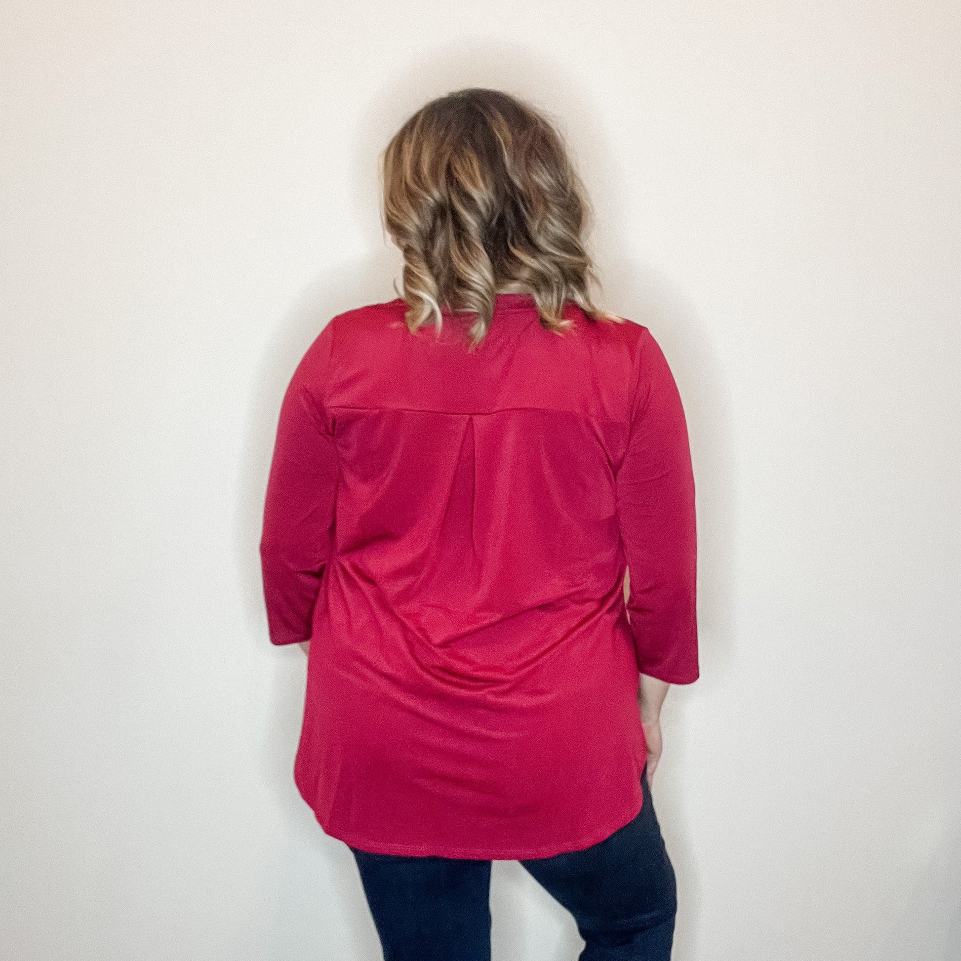 "Oh We Did" 3/4 Sleeve Split Neck (Ruby)