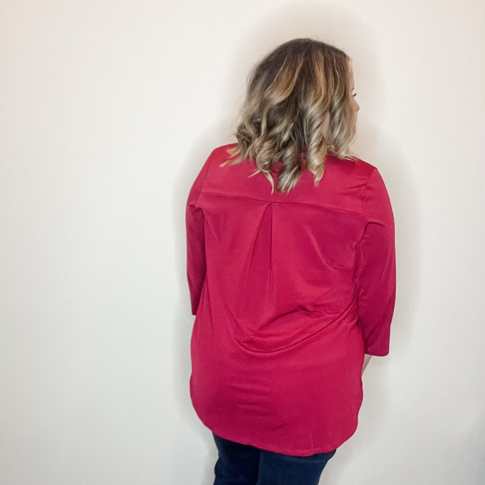 "Oh We Did" 3/4 Sleeve Split Neck (Ruby)