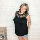 "Olde" Fashion Forward Lace Tank Top (Black & Olive)-Lola Monroe Boutique