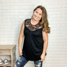 "Olde" Fashion Forward Lace Tank Top (Black & Olive)-Lola Monroe Boutique