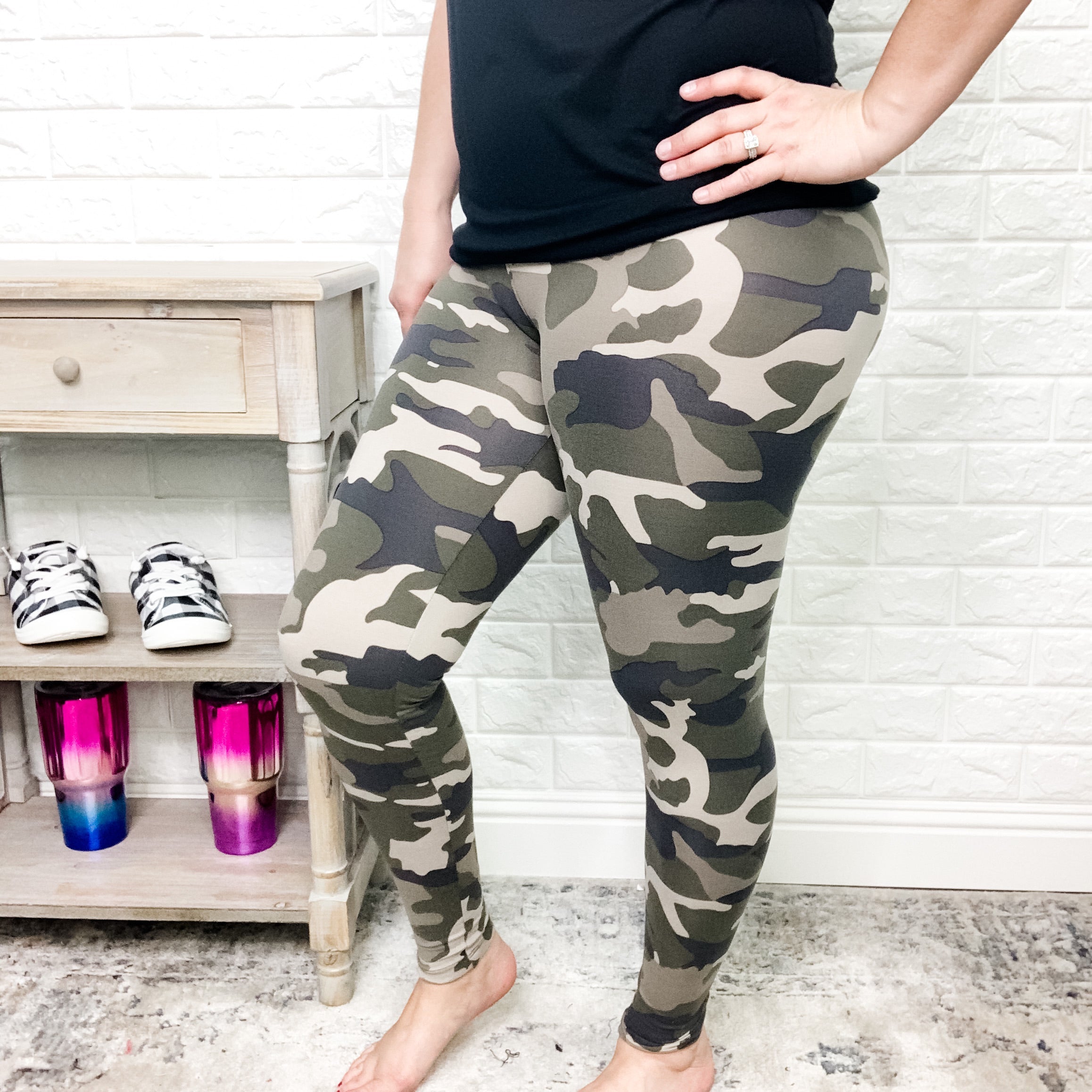 Olive Camo Leggings-Lola Monroe Boutique