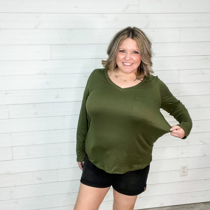 "Olive The Above" Long Sleeve V Neck
