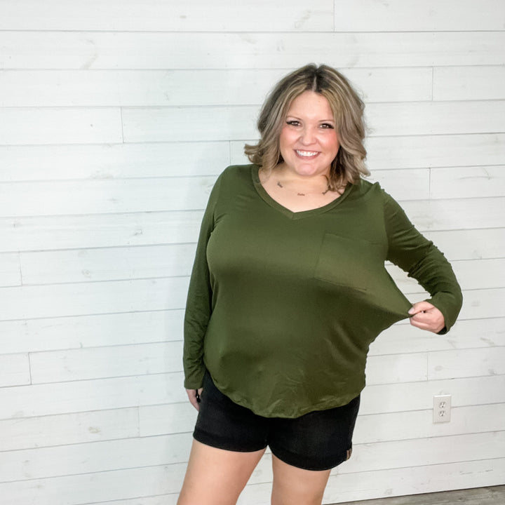 "Olive The Above" Long Sleeve V Neck