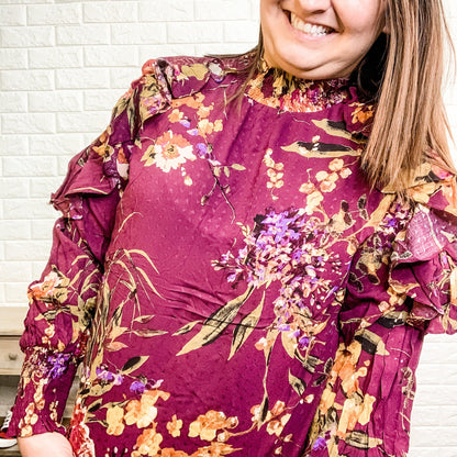 "On A Whim" Blouse with Lace Shoulder Detail