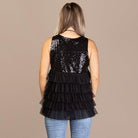 "On The Town" Sequined Ruffle Tank-Lola Monroe Boutique