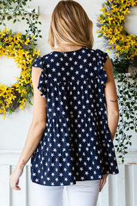 "Compatible" Flutter Sleeve Tiered Top