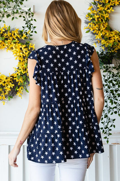 "Compatible" Flutter Sleeve Tiered Top