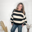 "Oreo" Long Sleeve Striped Crew Neck Sweater-Lola Monroe Boutique